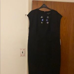 Black knee length dress w stone appliqués